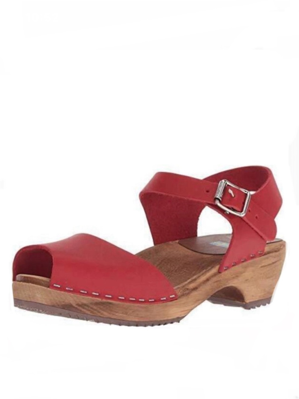 MIA Anja Wooden Sandal Red Leather Size 39